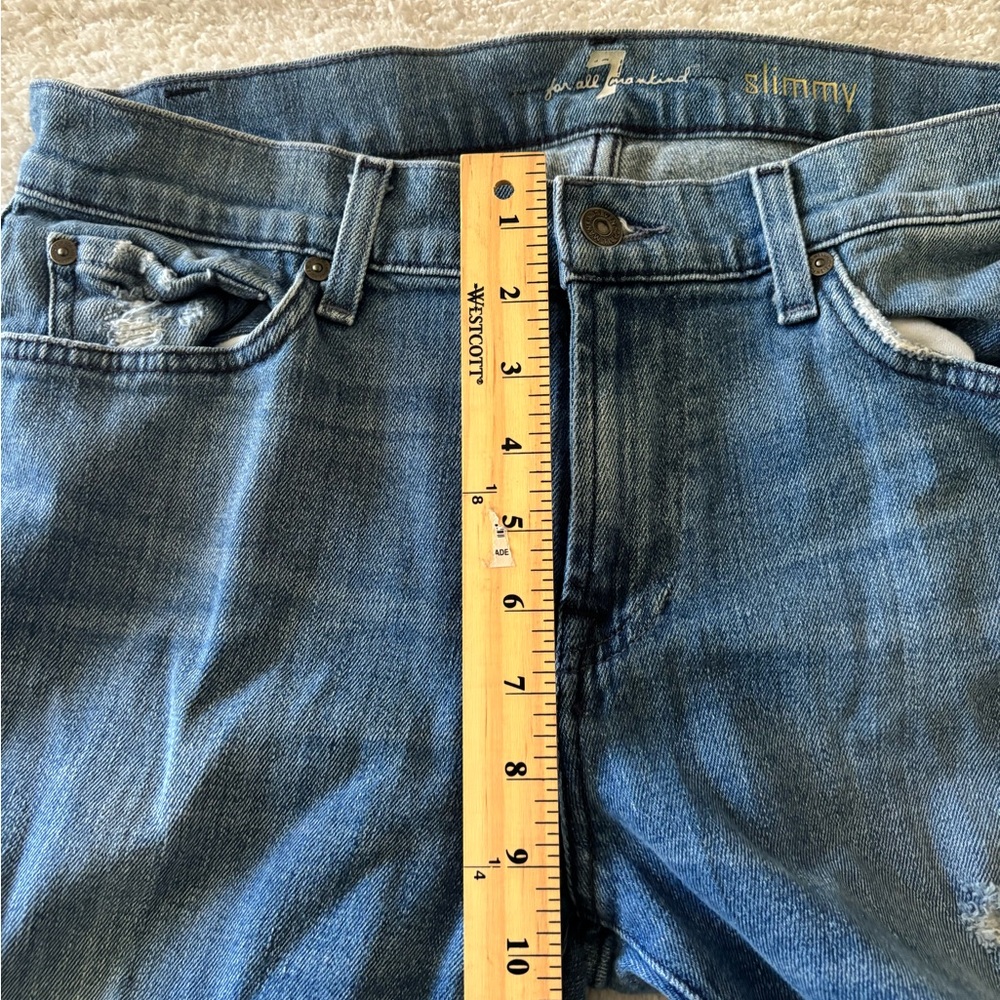 7 For all mankind Men’s Classic Blue Distressed Slimmy Jeans Size 34 - Picture 12 of 13